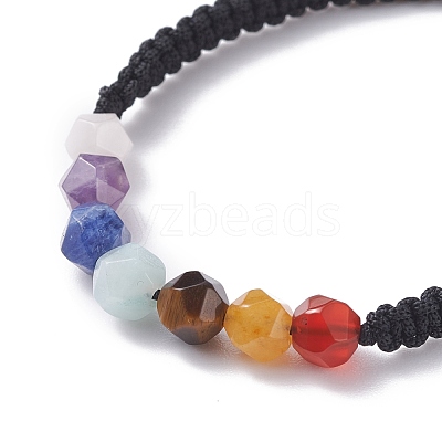 Chakra Nylon Cord Braided Bead Bracelets Set BJEW-JB07251-1