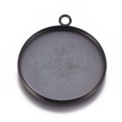 304 Stainless Steel Pendant Cabochon Settings STAS-G127-13-25mm-B-1