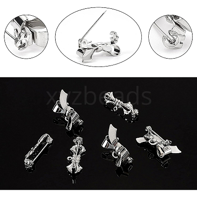 20Pcs 2 Size Bowknot Brass Brooches Findings KK-BC0008-22-1