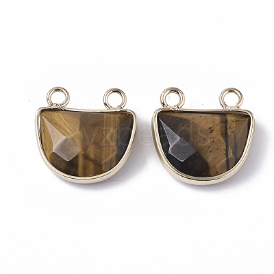 Natural Tiger Eye Semi Circle Pendants G-S359-011C-1