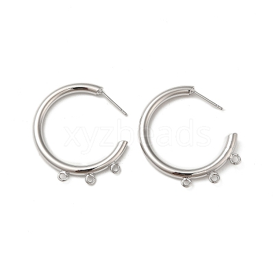 Ring Brass Stud Earring Findings KK-C042-08P-1