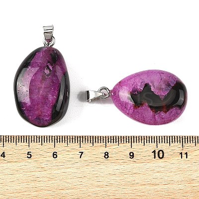 Natural Dyed & Heated Agate Tumbled Stone Pendants GG-K002-07D-1