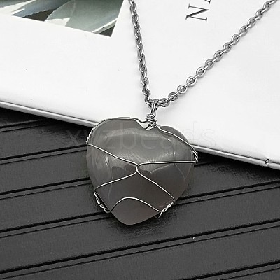 Natural Gray Agate Pendant Necklaces CY8832-11-1