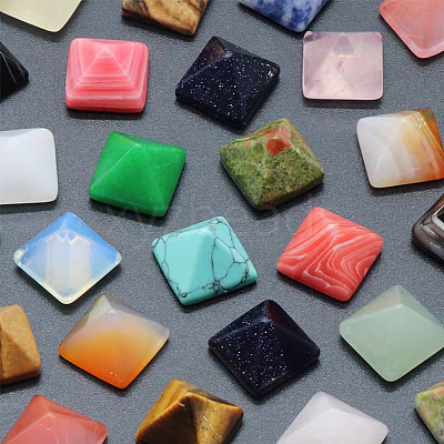14Pcs 14 Style Pyramid Natural & Synthetic Gemstone Home Display Decorations G-FG00001-04-1