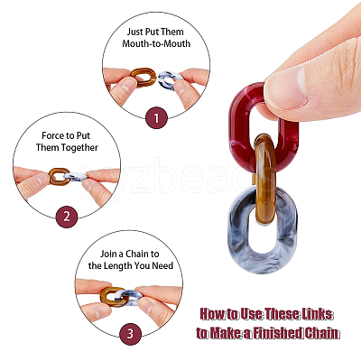 120Pcs 6 Colors Two Tone Acrylic Linking Rings OACR-FH0001-036-1