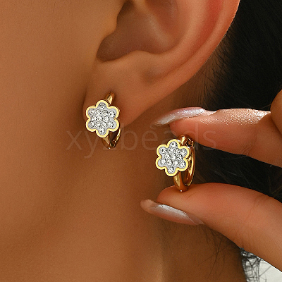 Stainless Steel Rhinestone Hoop Earrings DO2169-2-1