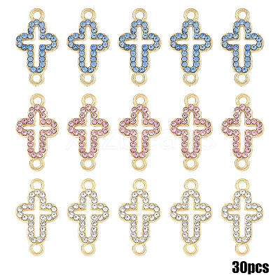 30Pcs 3 Colors Alloy Rhinestone Connector Charms FIND-YW0011-18B-1