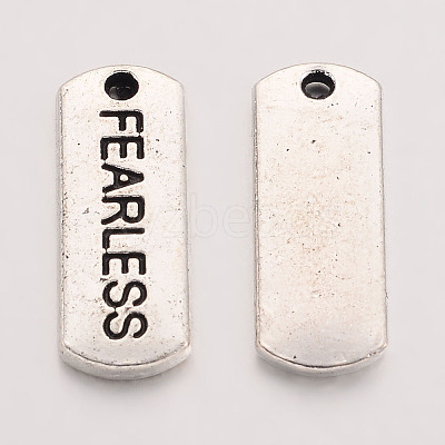 Tibetan Style Alloy Rectangle with Word Fearless Pendants LS-TIBEP-Q043-064-RS-1