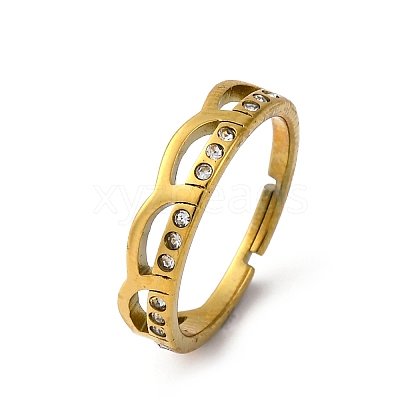 304 Stainless Steel with Rhinestone Finger Rings RJEW-Q020-10G-1