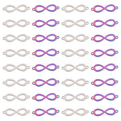 32Pcs 2 Colors 201 Stainless Steel Connector Charms FIND-CA0007-69-1