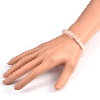 Chips Natural Rose Quartz Beaded Stretch Bracelets BJEW-JB01826-02-1