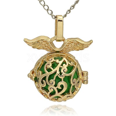 Golden Tone Brass Hollow Round Cage Pendants KK-J230-05G-1
