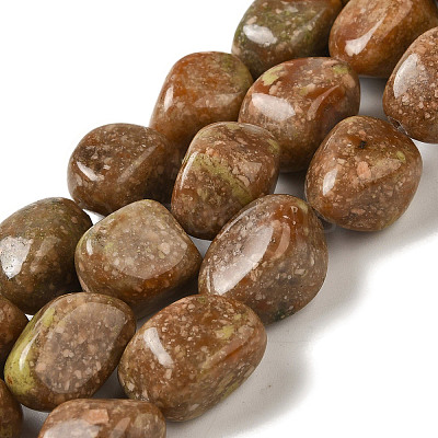 Natural Unakite Beads Strands G-B078-D25-04-1