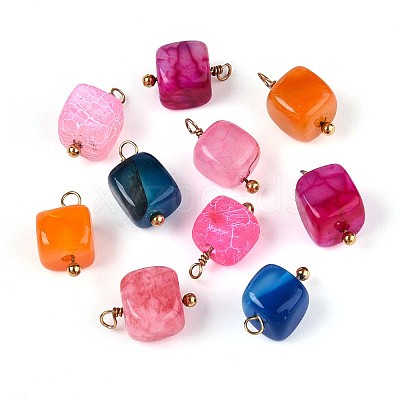 Natural Dyed Agate Cube Charms STAS-N110-19G-1