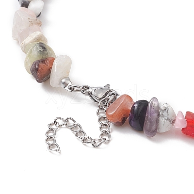 Mixed Gemstone Chips Beads Necklaces NJEW-JN04275-03-1