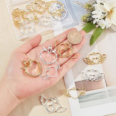 16Pcs 4 Style Alloy Open Back Bezel Big Pendants FIND-OC0001-65-1