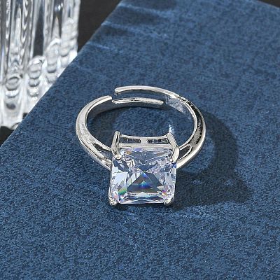 Brass & Clear Cubic Zirconia Finger Rings CU-CBA7E55-13P-1