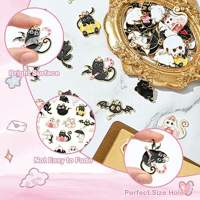 40Pcs 20 Styles Halloween Theme Zinc Alloy Enamel Pendants ENAM-CJ0006-67-1