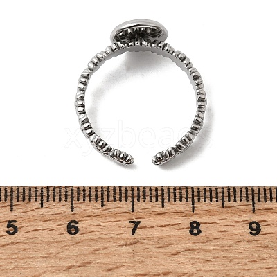 Flower 304 Stainless Steel Cuff Ring Components STAS-P454-05A-P-1