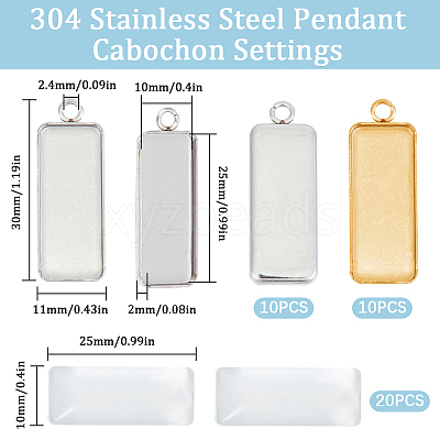 DIY Rectangle Pendant Making Kits DIY-SC0033-97-1