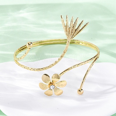 Flower Alloy Arm Cuff Bangles for Girl Women AJEW-A063-01G-G-1