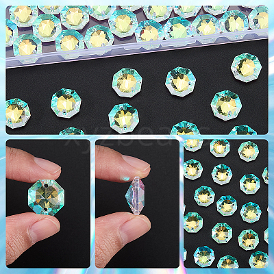 80Pcs Transparent Faceted Glass Connector Charms GLAA-SP0001-88D-02-1
