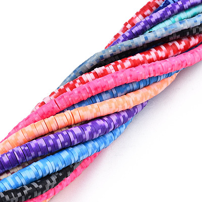 Handmade Polymer Clay Beads Strands CLAY-R067-3.5-5.0mm-M1-1