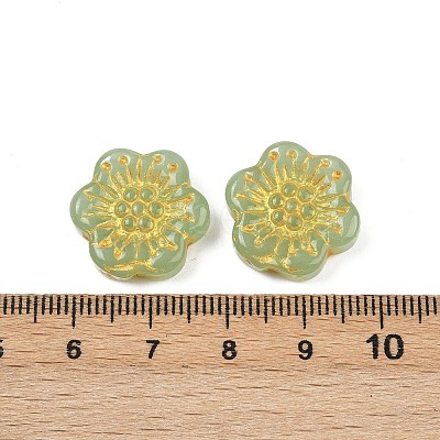 Baking Paint and Golden Metal Enlaced Glass Beads DGLA-T004-09C-1
