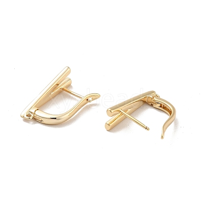 V-shaped Rack Plating Brass Hoop Earring Findings with Latch Back Closure LS-KK-D083-04G-1