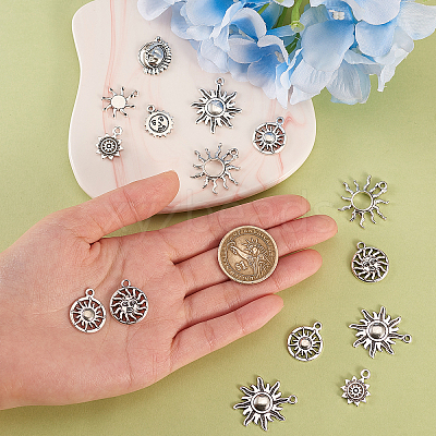 100Pcs 10 Styles Tibetan Style Alloy Charms TIBEP-CJ0001-59-1