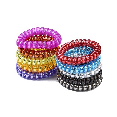 Opaque Plastic Telephone Cord Elastic Hair Ties OHAR-Q044-36-1