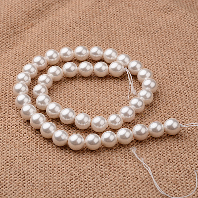 Polished Round Grade A Shell Pearl Bead Strands BSHE-M027-6mm-28-1