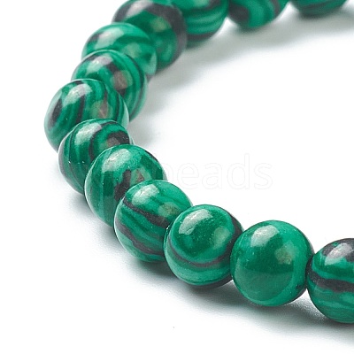 Synthetic Malachite Beaded Stretch Bracelets BJEW-D446-B-16-1