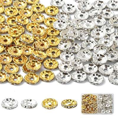 120Pcs 2 Colors Alloy Rhinestone Spacer Beads ALRI-YW0001-23-1