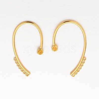 Alloy Cuff Earring Rhinestone Settings X-KK-M173-02G-1