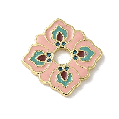 Flower Brass Enamel Beads KK-P290-11G-01-1