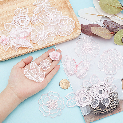 16Pcs 8 Style Polyester Lace Computerized Embroidery Ornament Accessories DIY-AR0002-37-1