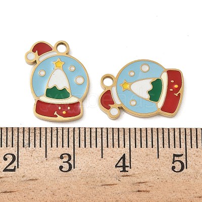 Christmas 304 Stainless Steel Enamel Pendants STAS-Z093-08M-G-1