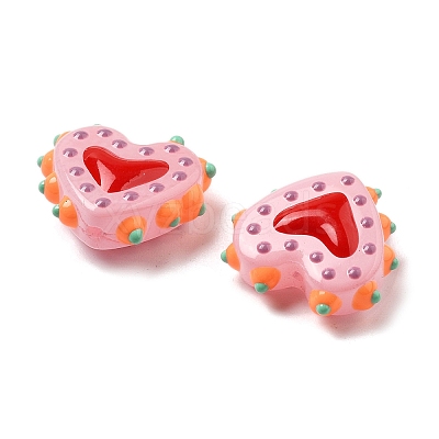 Painted Glass Beads Bumpy Beads Heart X-LAMP-V001-07C-1