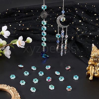 80Pcs Transparent Faceted Glass Connector Charms GLAA-SP0001-88C-02-1