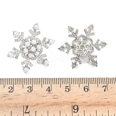 Snowflake Brass Micro Pave Cubic Zirconia Stud Earrings EJEW-G452-03P-1