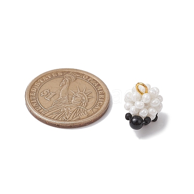 Glass Seed Beaded Sheep Charms PALLOY-MZ00545-1
