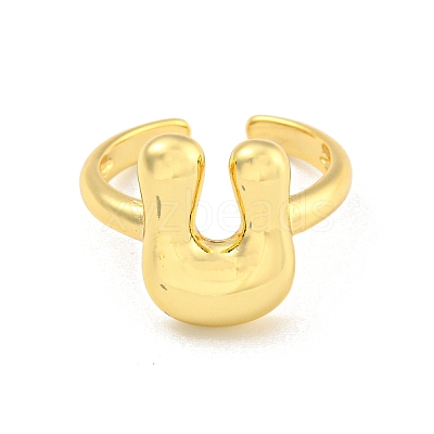 Brass Letter Open Cuff Rings for Women RJEW-G313-01U-G-1