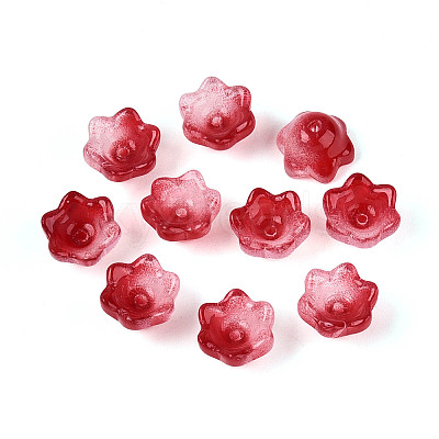Transparent Two Tone Spray Painted Glass Bead Caps A-GLAA-Q089-002B-005-1