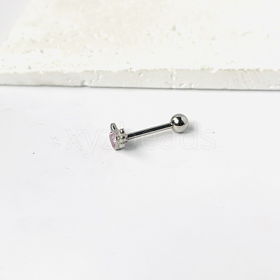 Angel Wing Heart 316L Surgical Stainless Steel Pave Cubic Zirconia Tongue Rings FS-WG901EE-04-1