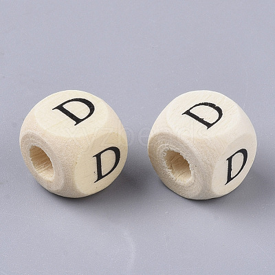 Printed Natural Wood Beads WOOD-T026-001D-1