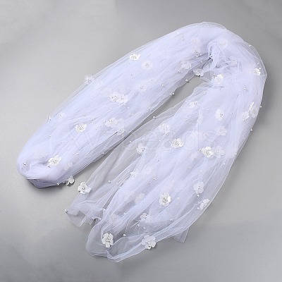 Polyester with Plastic Pearl Flower Lace Table Runner AJEW-WH0481-135-1
