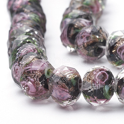 Handmade Gold Sand Lampwork Beads Strands LAMP-R141-12mm-03-1