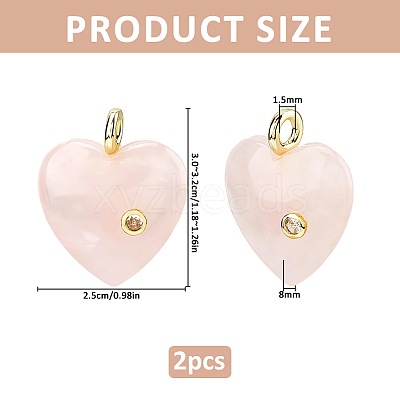 2Pcs Natural Rose Quartz Pendants G-FH0002-76B-1