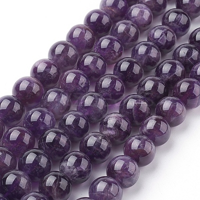 Natural Amethyst Beads Strands G-G099-12mm-1-1